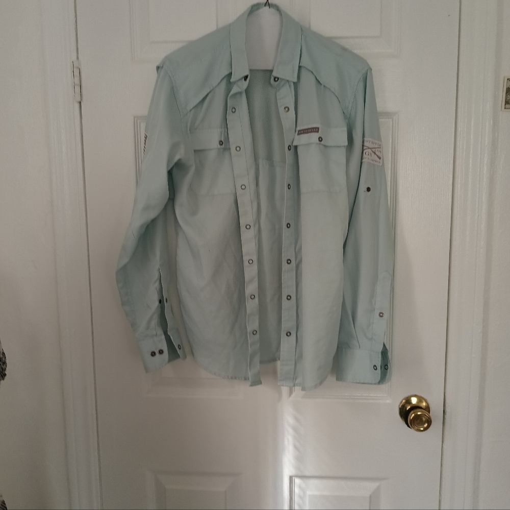 Grunt Style Snap Buttons Blue Shirt Small